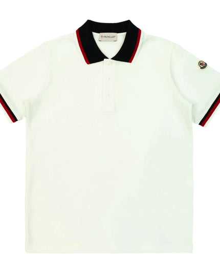Kids Atelier-Moncler-Tricolor-Trimmed Cotton Polo Shirt