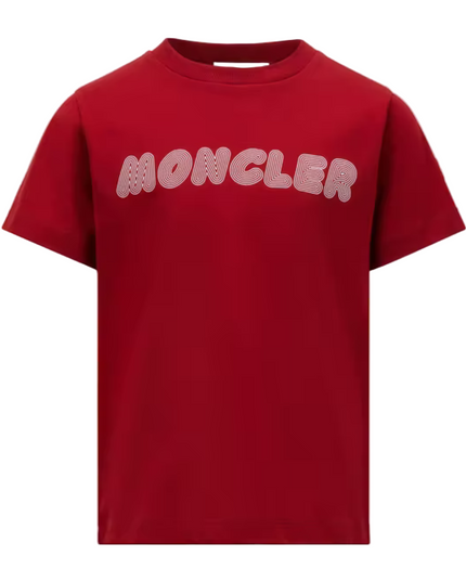 Kids Atelier-Moncler-Dark Red Optical Logo Cotton T-Shirt