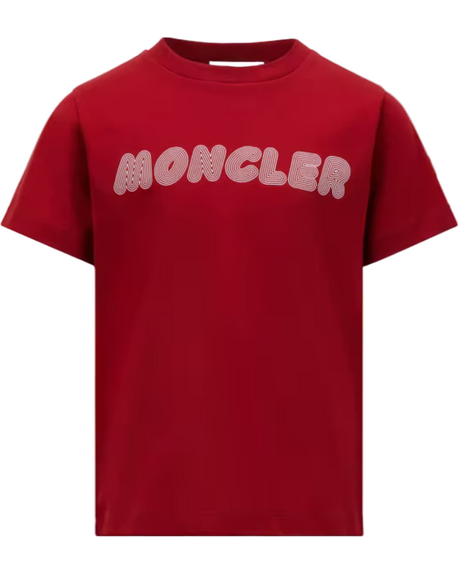 Kids Atelier-Moncler-Dark Red Optical Logo Cotton T-Shirt