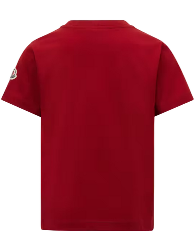Kids Atelier-Moncler-Dark Red Optical Logo Cotton T-Shirt