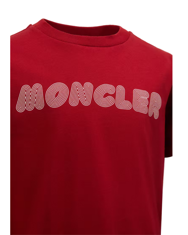 Kids Atelier-Moncler-Dark Red Optical Logo Cotton T-Shirt