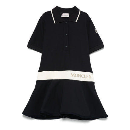 Kids Atelier-Moncler-Girl's Navy Blue Pique Polo Dress