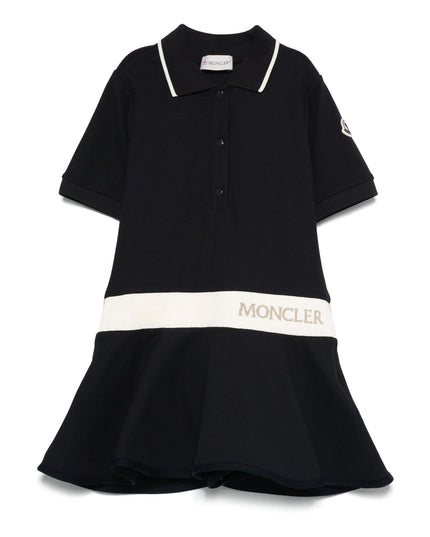 Kids Atelier-Moncler-Girl's Navy Blue Pique Polo Dress