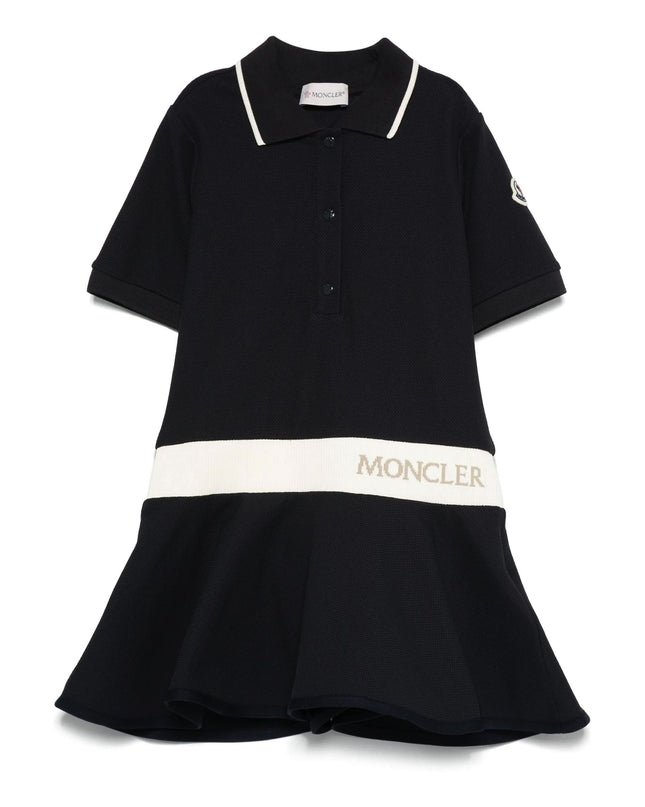 Kids Atelier-Moncler-Girl's Navy Blue Pique Polo Dress