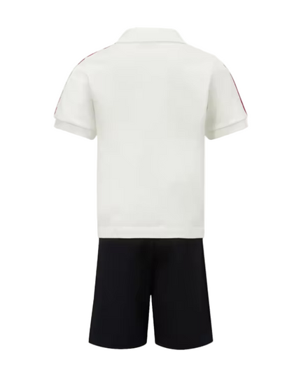 Kids atelier-Moncler-Tricolor-Trimmed Cotton Piquet Set