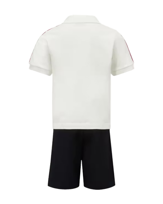 Kids atelier-Moncler-Tricolor-Trimmed Cotton Piquet Set