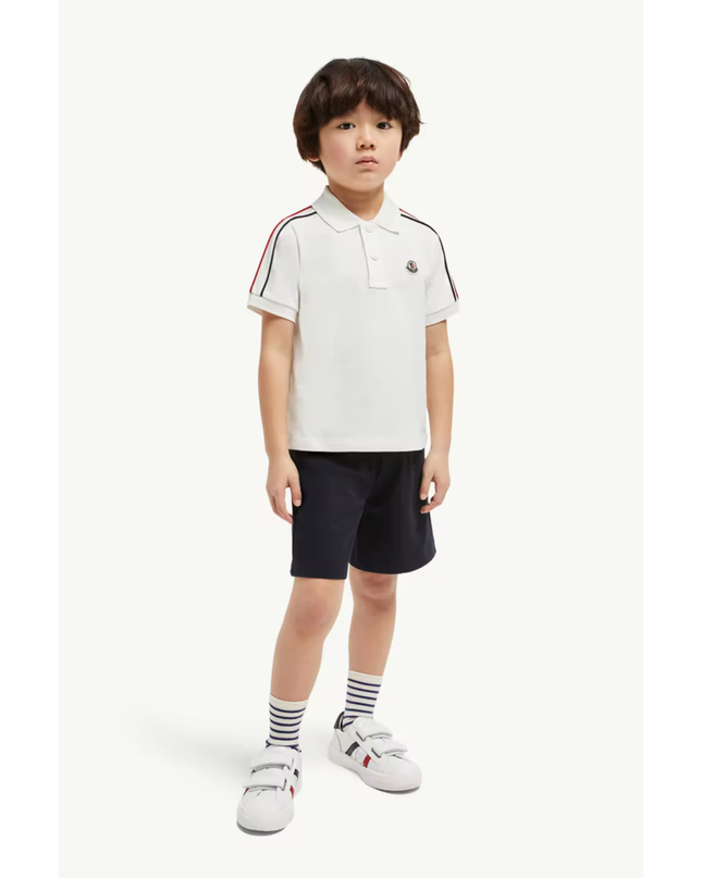 Kids atelier-Moncler-Tricolor-Trimmed Cotton Piquet Set