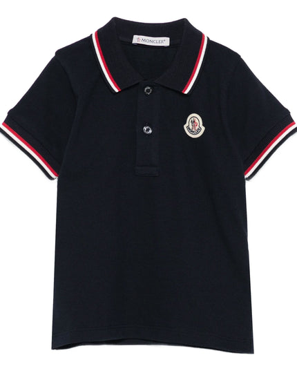 Kids atelier-Moncler-Navy Stretch Cotton Polo Shirt