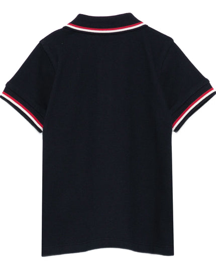 Kids atelier-Moncler-Navy Stretch Cotton Polo Shirt