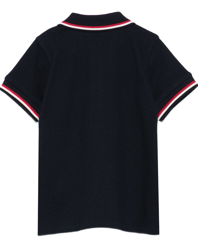 Kids atelier-Moncler-Navy Stretch Cotton Polo Shirt