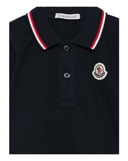 Kids atelier-Moncler-Navy Stretch Cotton Polo Shirt