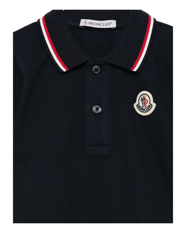 Kids atelier-Moncler-Navy Stretch Cotton Polo Shirt