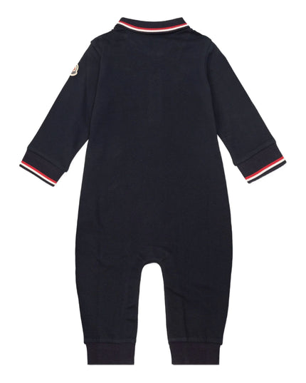 Kids Atelier-Moncler-Tricolour-Trimmed Cotton Piquet Baby Grow