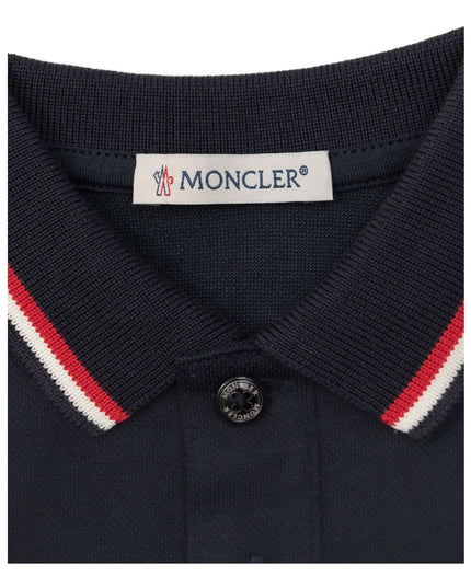 Kids Atelier-Moncler-Tricolour-Trimmed Cotton Piquet Baby Grow