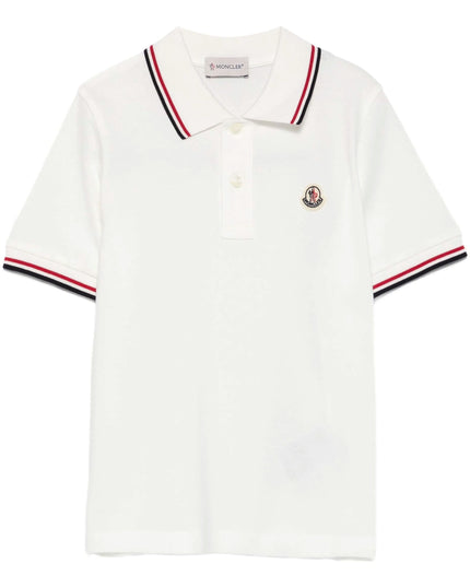 Kids Atelier-Moncler-Tricolour-Trimmed Cotton Piquet Polo Shirt