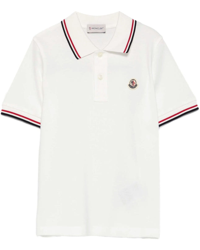 Kids Atelier-Moncler-Tricolour-Trimmed Cotton Piquet Polo Shirt