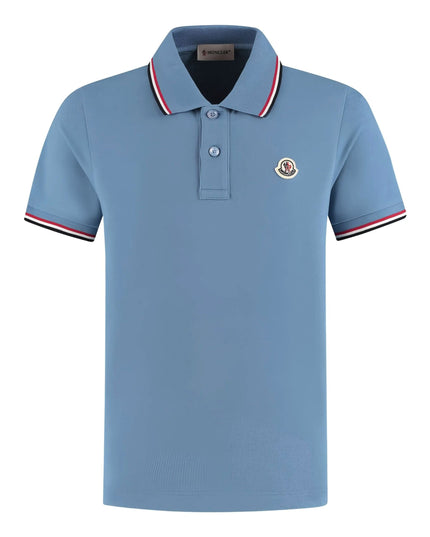 Kids Atelier-Moncler-Tricolor-Trimmed Cotton Piquet Polo Shirt