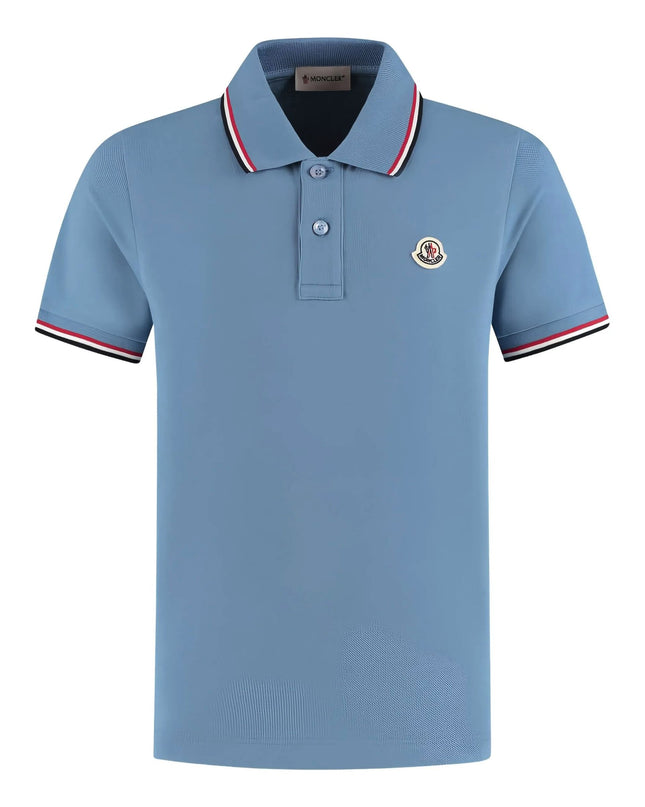 Kids Atelier-Moncler-Tricolor-Trimmed Cotton Piquet Polo Shirt