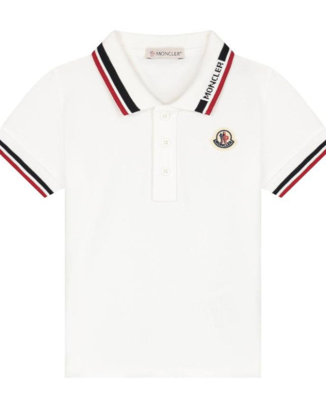 Kids atelier-Moncler-White Short Sleeve Polo Shirt