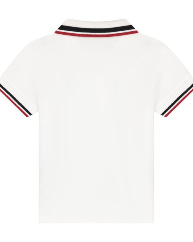 Kids atelier-Moncler-White Short Sleeve Polo Shirt