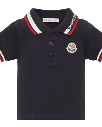 Kids atelier-Moncler-Navy Short Sleeve Polo Shirt