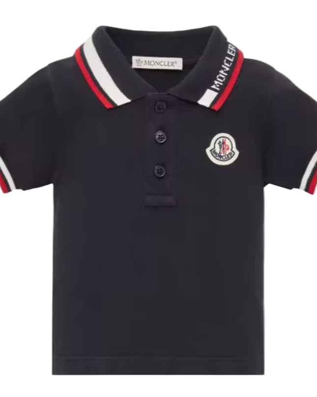 Kids atelier-Moncler-Navy Short Sleeve Polo Shirt