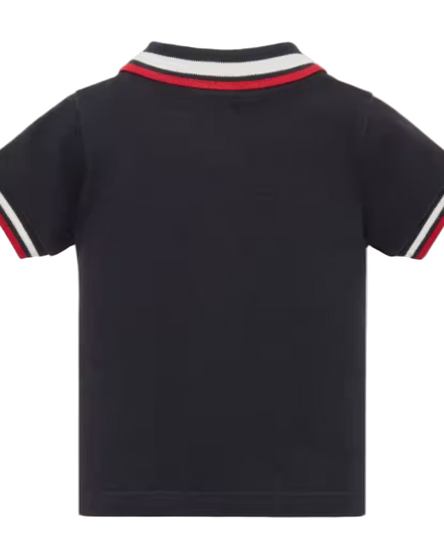Kids atelier-Moncler-Navy Short Sleeve Polo Shirt