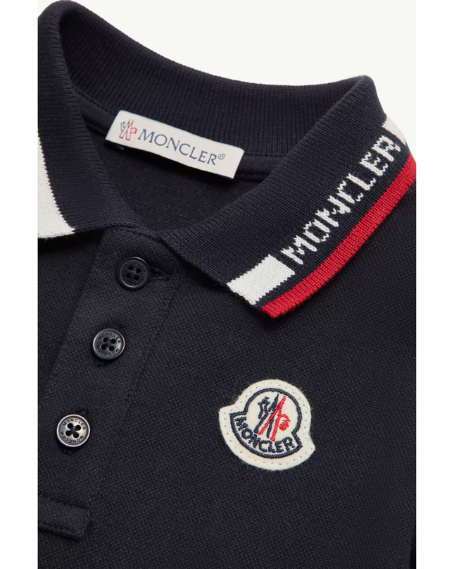 Kids atelier-Moncler-Navy Short Sleeve Polo Shirt