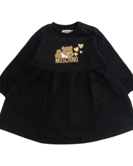 Kids Atelier-Moschino-Front Logo Black Dress