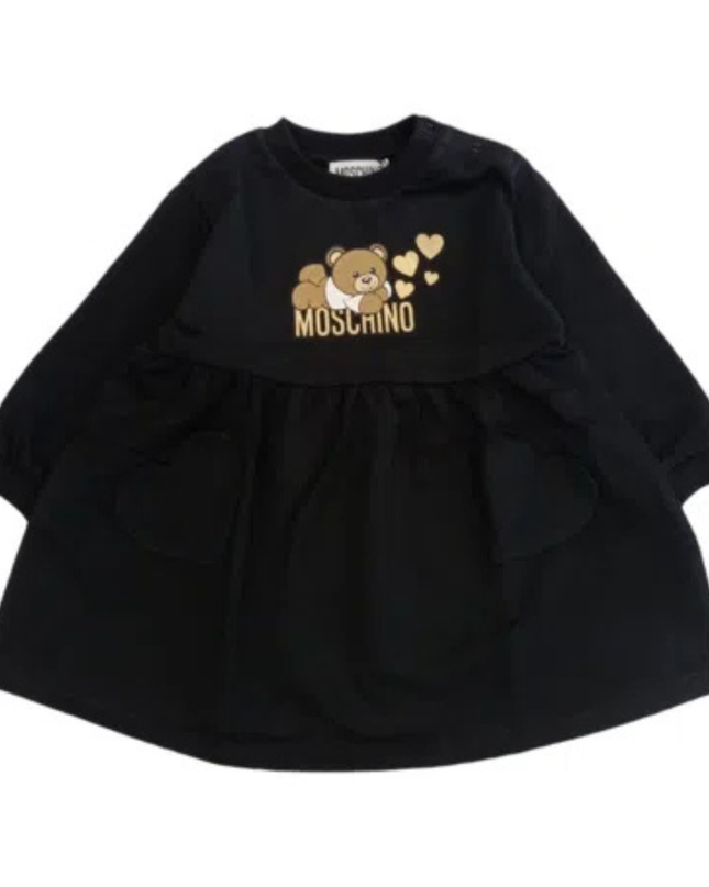 Kids Atelier-Moschino-Front Logo Black Dress