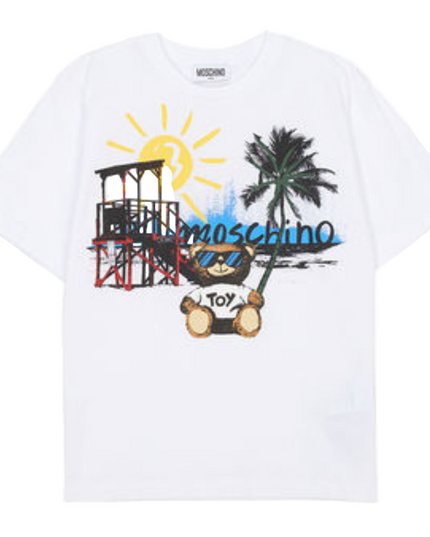 Kids Atelier-Moschino-White Short Sleeve T-Shirt