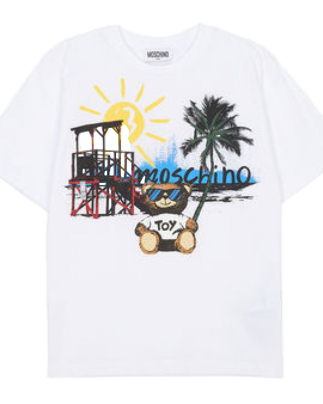 Kids Atelier-Moschino-White Short Sleeve T-Shirt