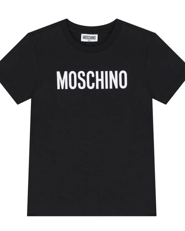 Kids Atelier-Moschino-Black Logo T-Shirt