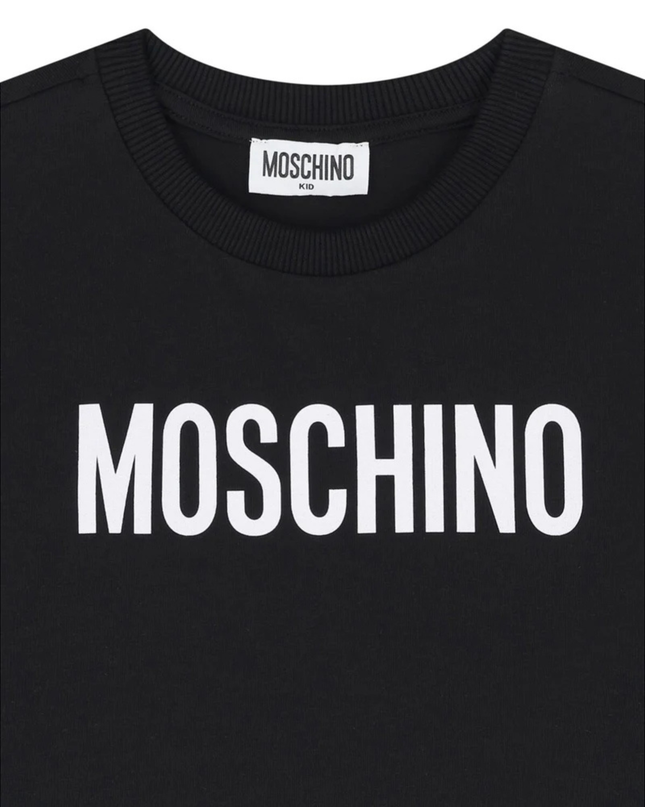 Kids Atelier-Moschino-Black Logo T-Shirt