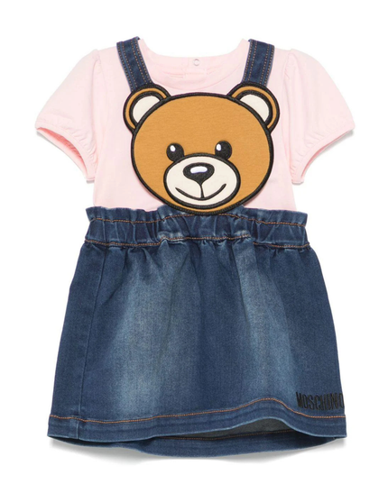 Kids Atelier-Moschino-Short Sleeve Tee and Overall Skirt
