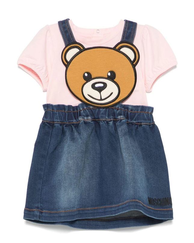 Kids Atelier-Moschino-Short Sleeve Tee and Overall Skirt