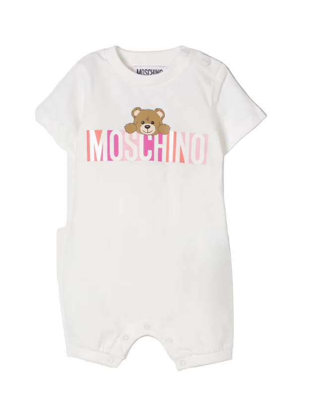 Kids Atelier-Moschino-Bear Logo Print Romper