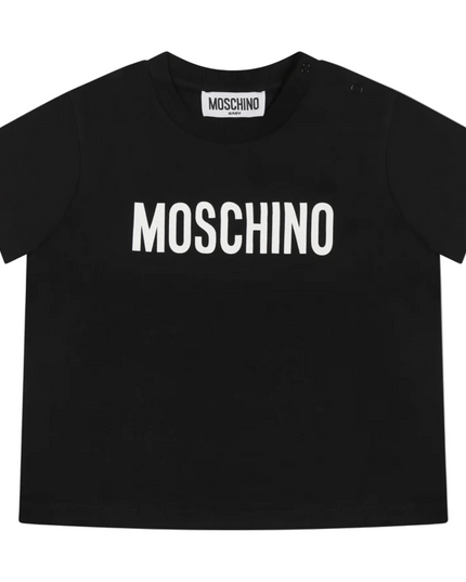 Kids atelier-Moschino-Black T-Shirts with Logo