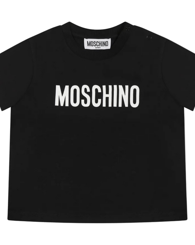 Kids atelier-Moschino-Black T-Shirts with Logo