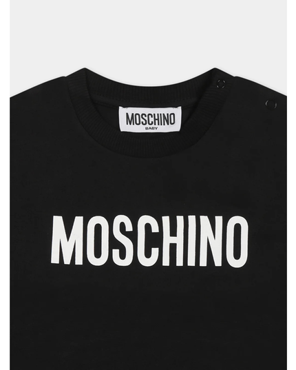 Kids atelier-Moschino-Black T-Shirts with Logo