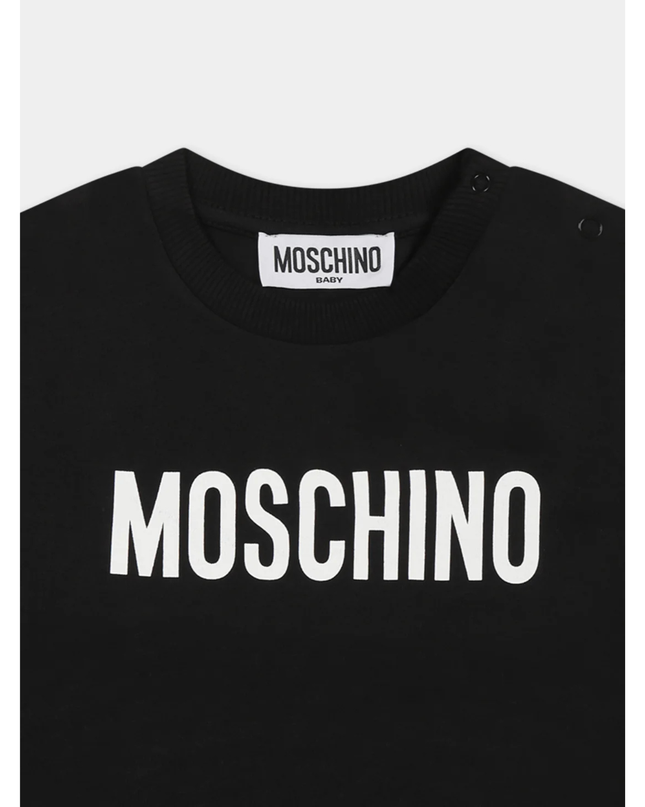Kids atelier-Moschino-Black T-Shirts with Logo