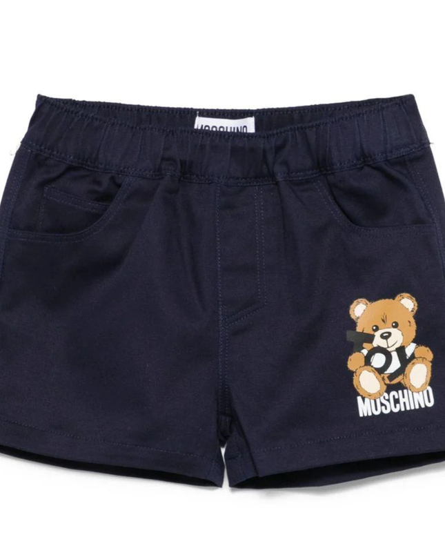 Kids Atelier-Moschino-Navy Teddy Bear Shorts