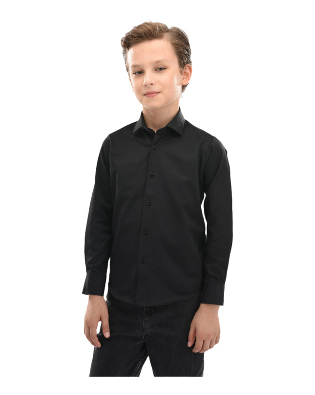 kid-atelier-moustache-kid-boy-baby-black-solid-dress-shirt-22m04-black