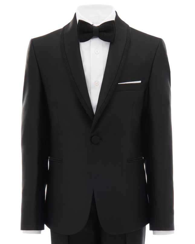 Black Glitter Trim Suit