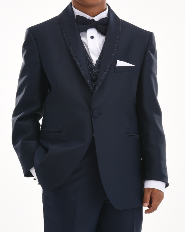 Navy Glitter Trim Suit