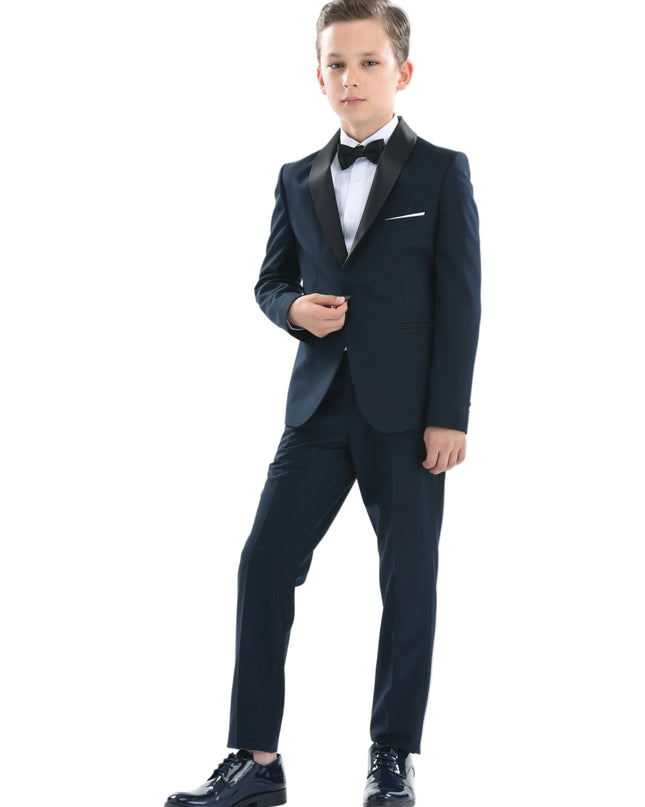 kids atelier moustache Navy Shawl Lapel Suit