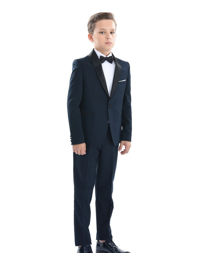 kids atelier moustache Navy Shawl Lapel Suit