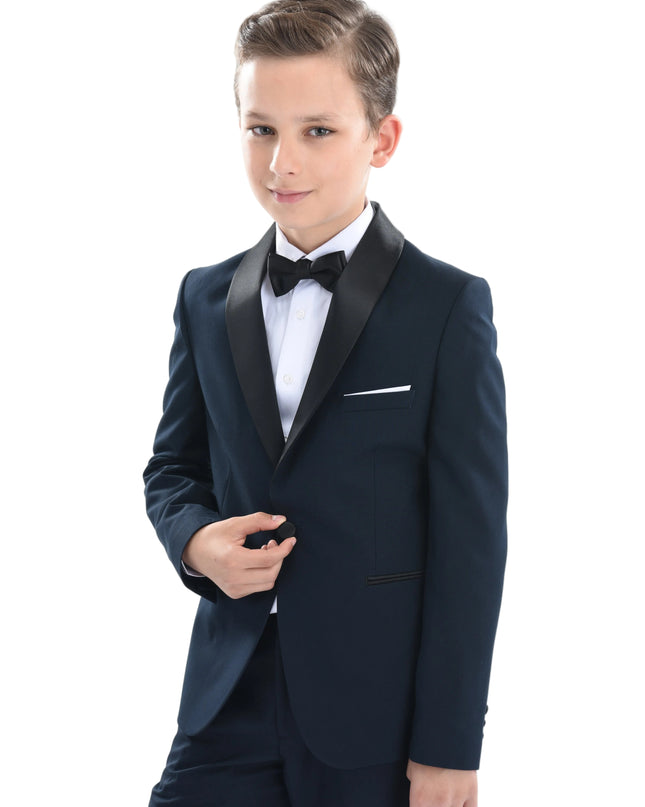kids atelier moustache Navy Shawl Lapel Suit