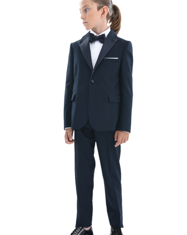 kids atelier moustache Navy Peak Lapel Suit
