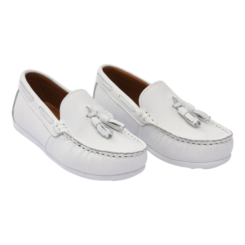White Leather Tassel Loafers kids atelier